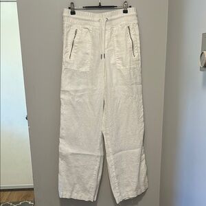 Athleta Cabo Linen Wide Leg White Pants Size 2